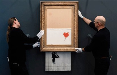 You are currently viewing Self-shredding Banksy painting goes on display in Germany